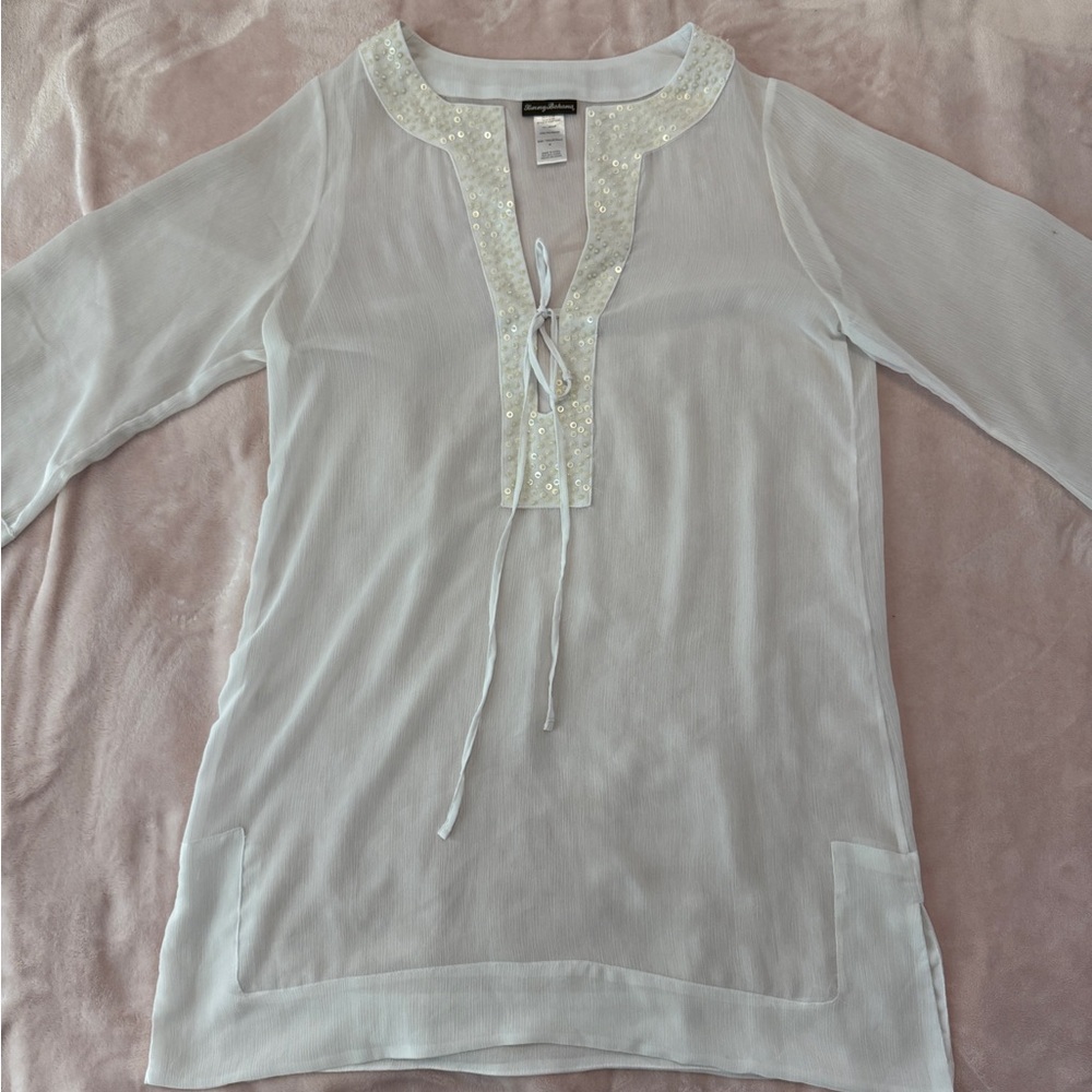 Tommy Bahama White Tunic with Sequin Detail